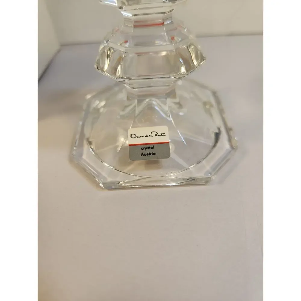 Oscar de la Renta Clear Crystal Candle Holder Austria Elegant Decorative Accent